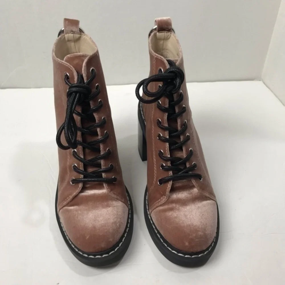 DOLCE VITA Bardot Velvet Pink Y2K Style Combat Boots Lace Up Boots Size 7